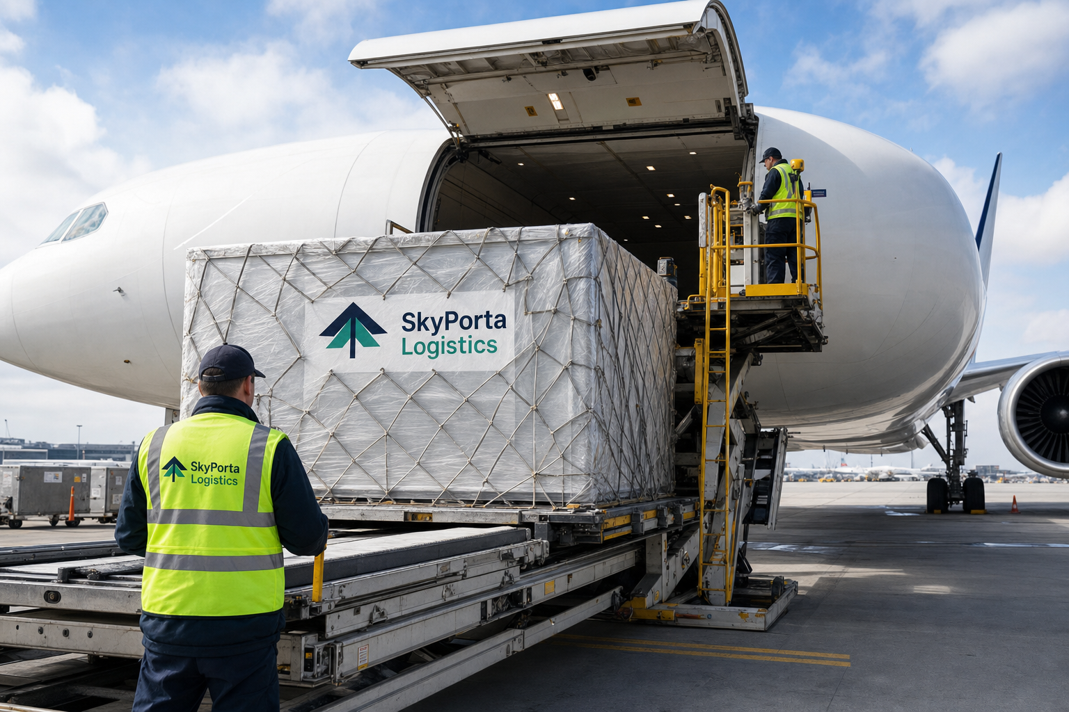 SkyPorta Logistics aircraft cargo loading operation