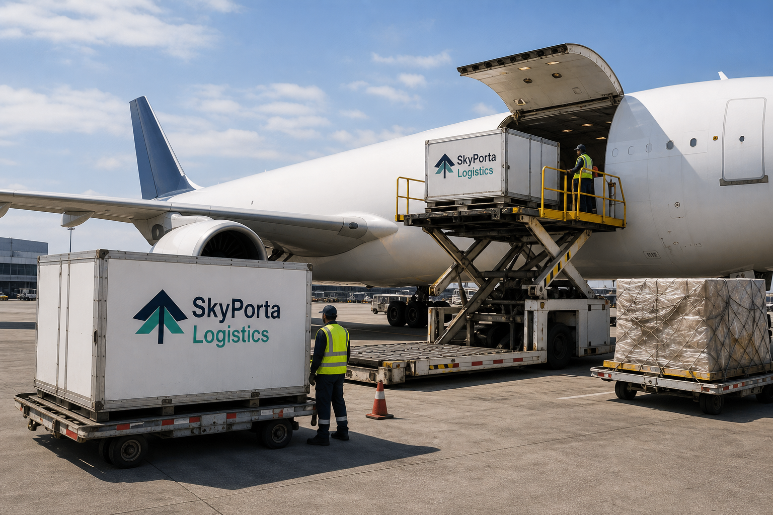 SkyPorta Logistics air cargo aircraft at the ramp